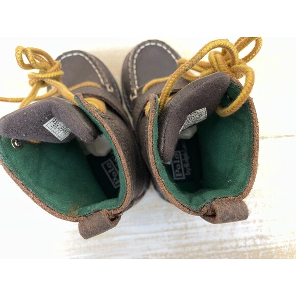 Polo Ralph Lauren Boys Brown Ranger Leather Boots New Size 7